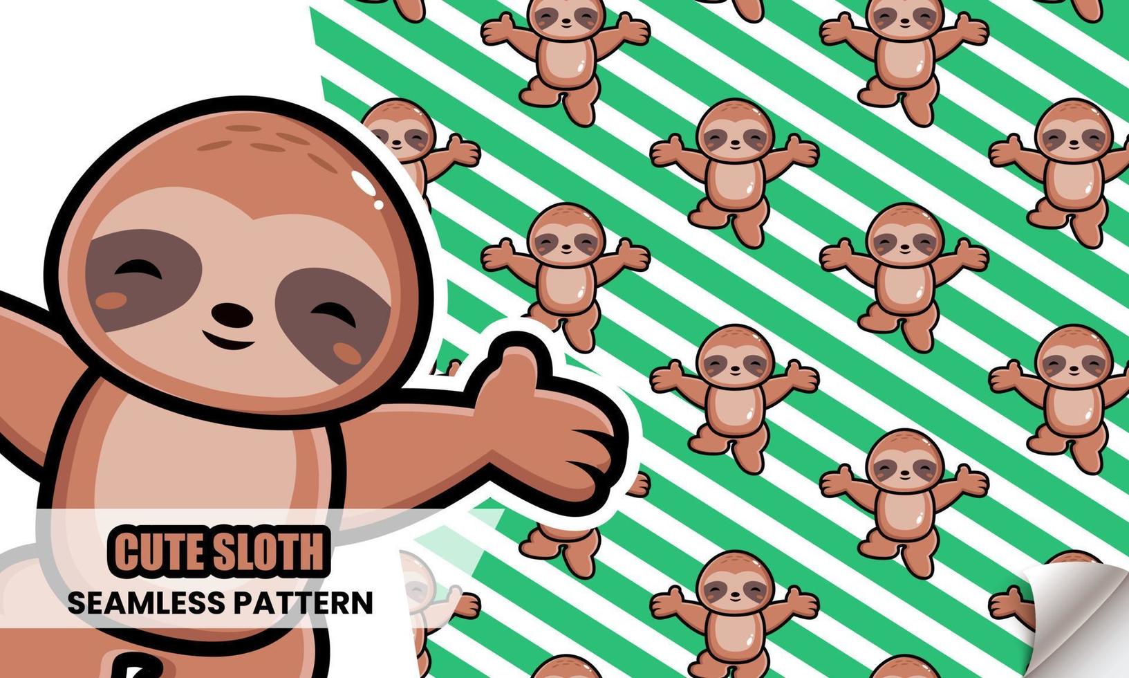 Cute sloth cartoon jumping seamless pattern vector