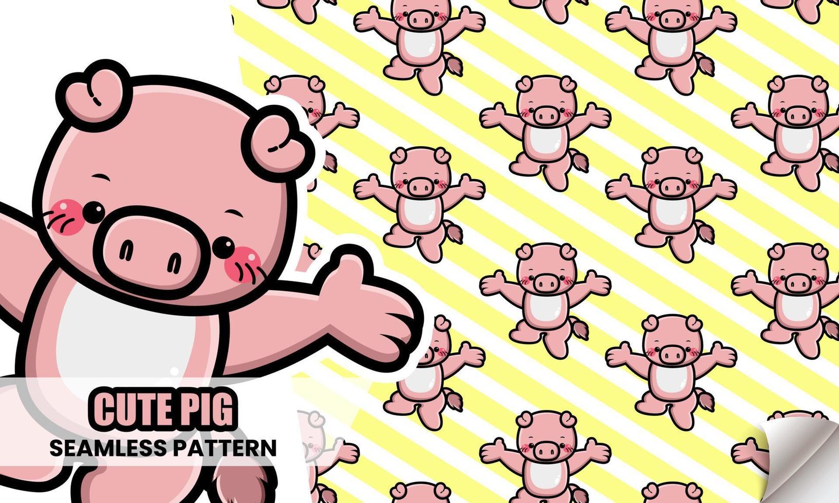 Cute pig cartoon jumping seamless pattern vector