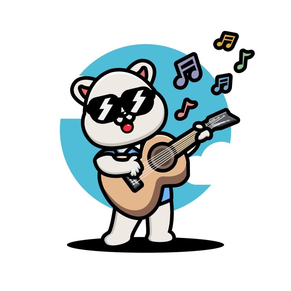 Cute polar playing guitar vector