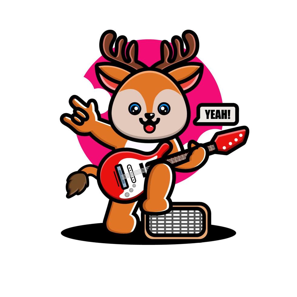 Cute deer playing guitar vector