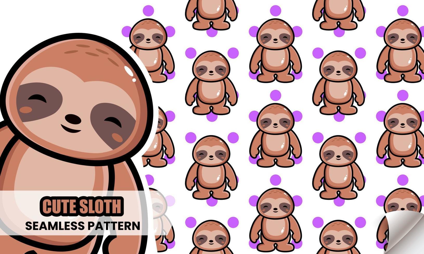 Cute sloth cartoon seamless pattern vector