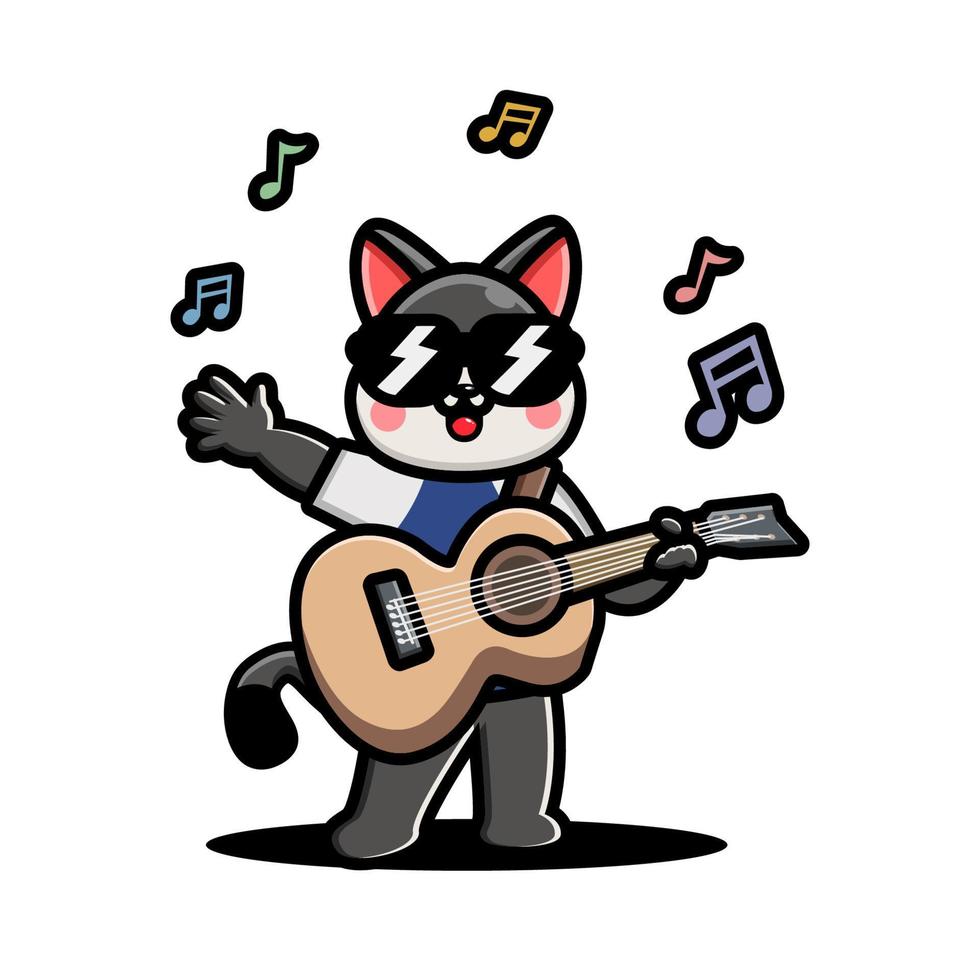 Cute husky playing guitar vector
