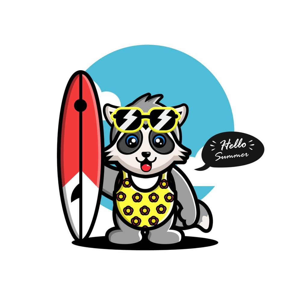 Cute raccoon vector illustration