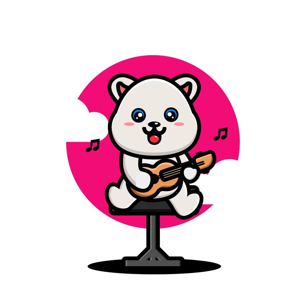Cute polar playing guitar vector