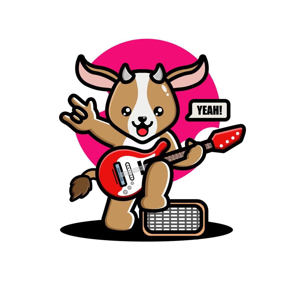 Cute goat playing guitar vector