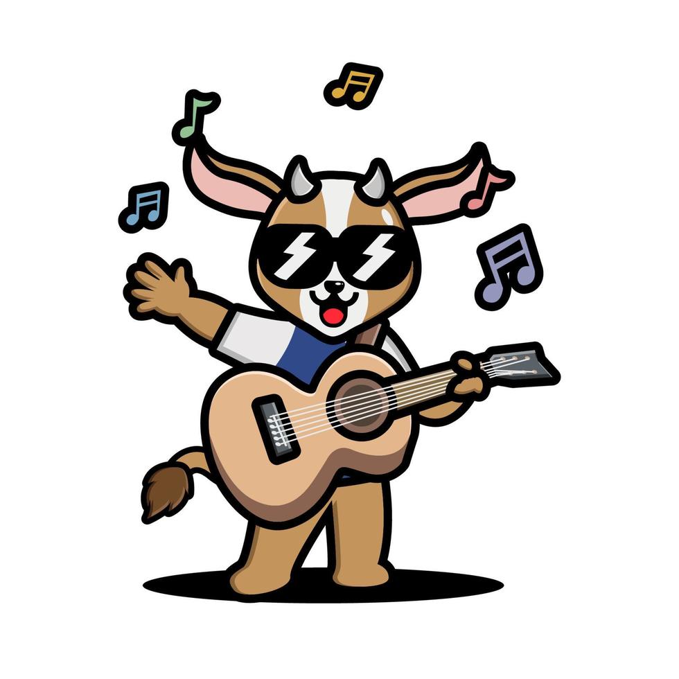 Cute Goat playing guitar vector