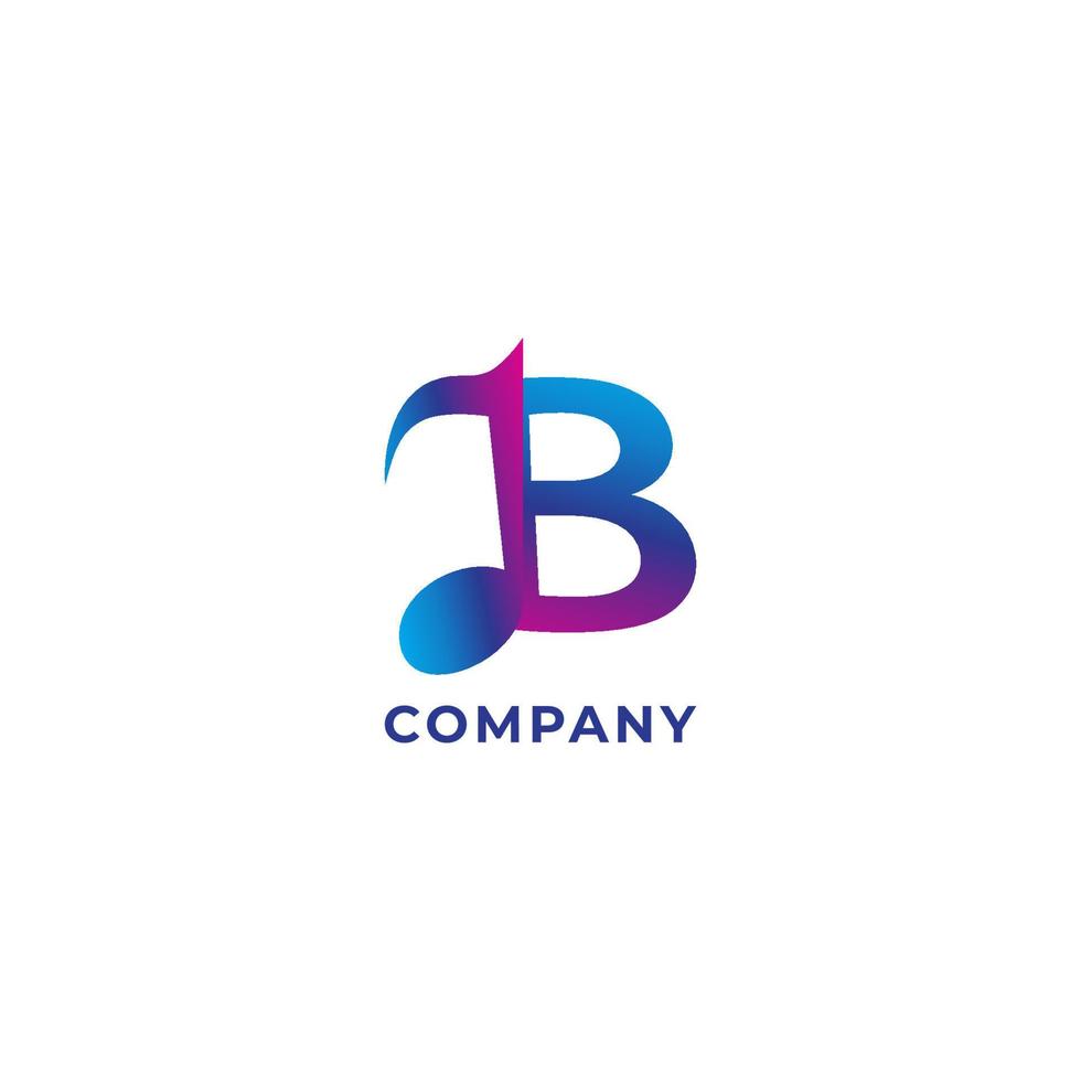 Letter B Alphabet Music Logo Design. Initial and Musical Note logo concept isolated on white background. Multicolor gradient color theme. vector
