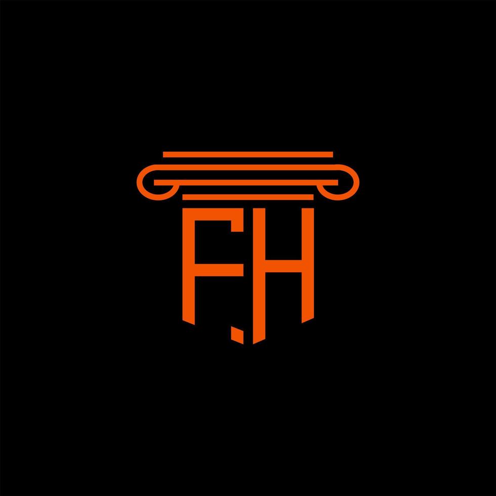 diseño creativo del logotipo de la letra fh con gráfico vectorial vector