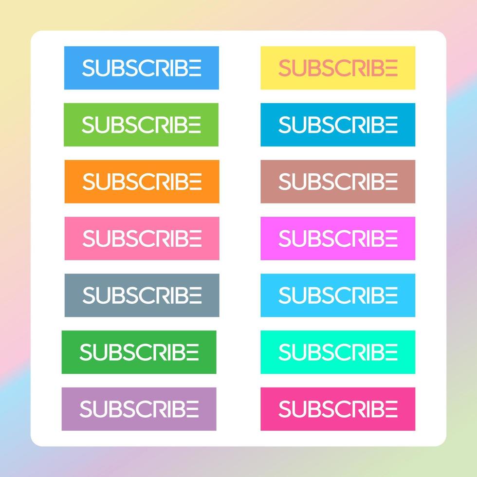 Pastel Colour Subscribe Button For TV Channel or Social Media vector