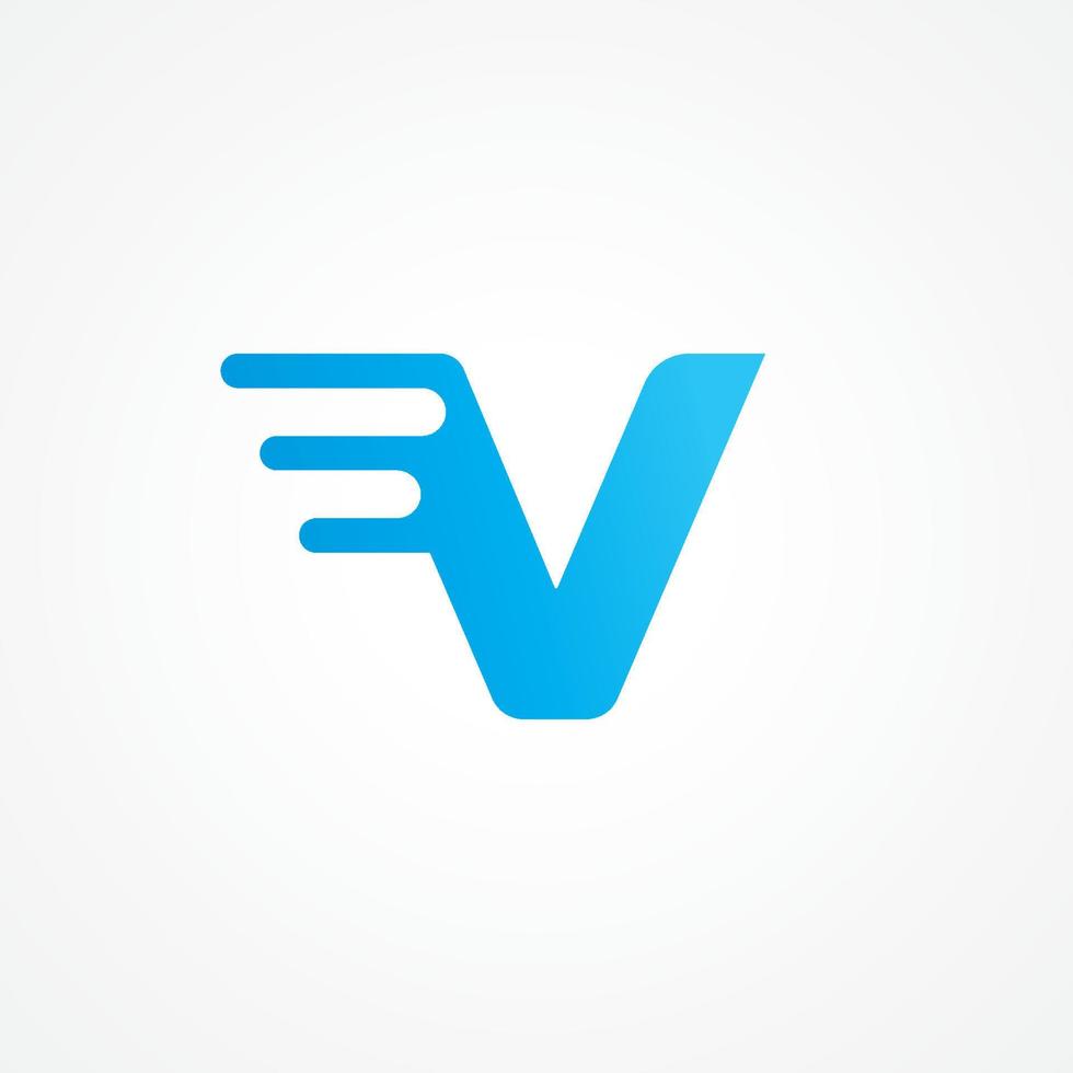 Vector illustration of letter V streaking with fluid effect. Initial alphabet logo design template suitable for kids product, food and drink, toys, supplement, vitamin etc. Blue as color identity