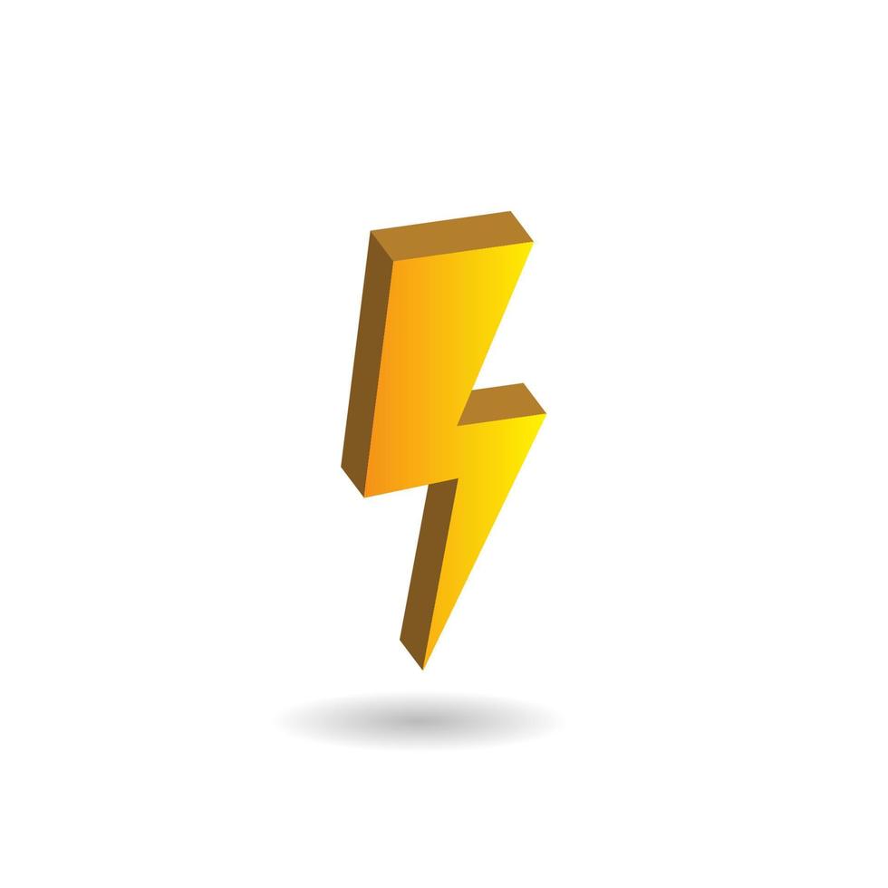 3D vector illustration of thunder bolt isolated on white color background. Design elements. Included graphic style.