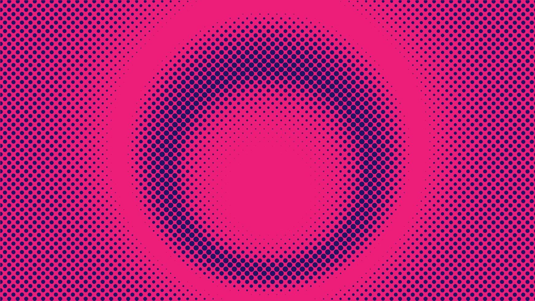 plantilla de diseño de fondo de semitono radial colorido, arte pop, ilustración de patrón de puntos abstractos, elemento de textura moderno, ornamento de semitono de anillo, papel tapiz de gradación violeta rosa magenta violeta vector