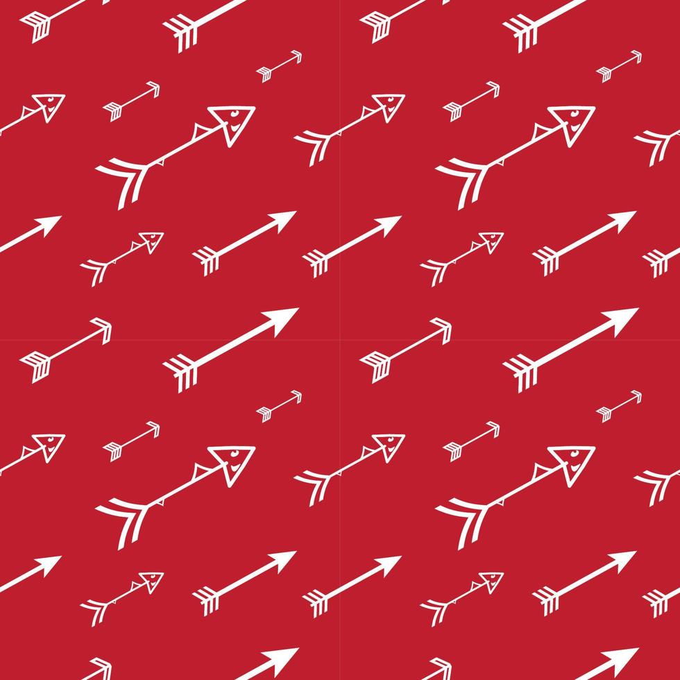 Special Arrows Shape Ornament. Seamless Pattern Design Template. Red and White Color Theme. vector