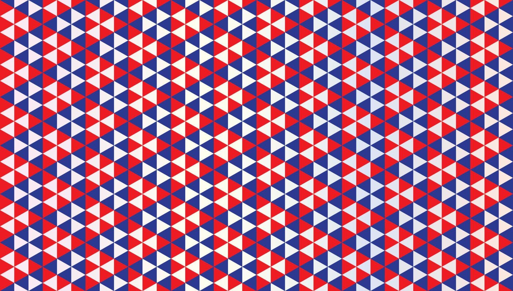 Abstract Triangles Ornament. Geometric Seamless Pattern Design Template. Triangular Shapes Wallpaper. Dark Blue, Red And White Color Theme. vector