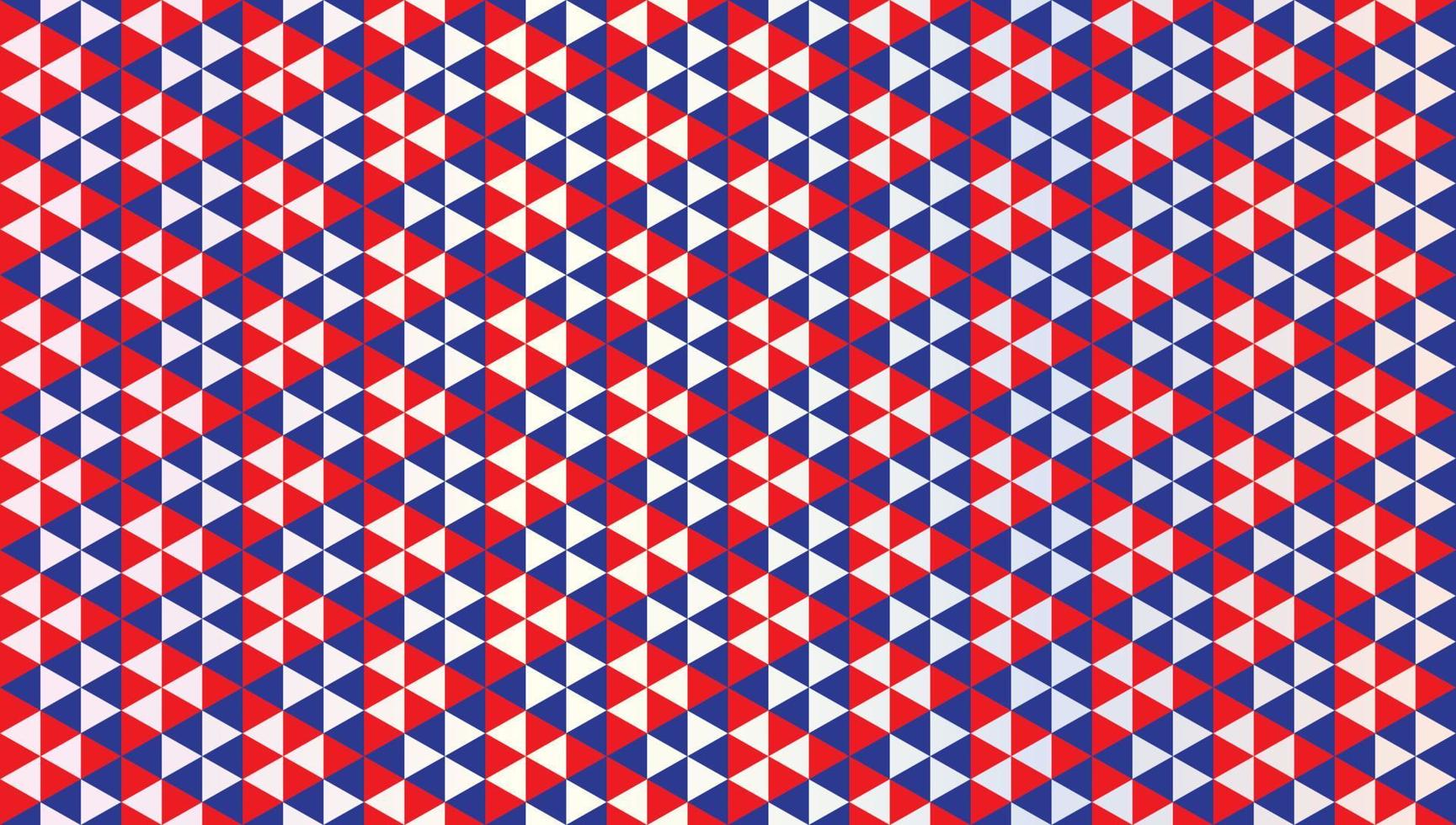 Abstract Triangles Ornament. Geometric Seamless Pattern Design Template. Triangular Shapes Wallpaper. Dark Blue, Red And White Color Theme. vector