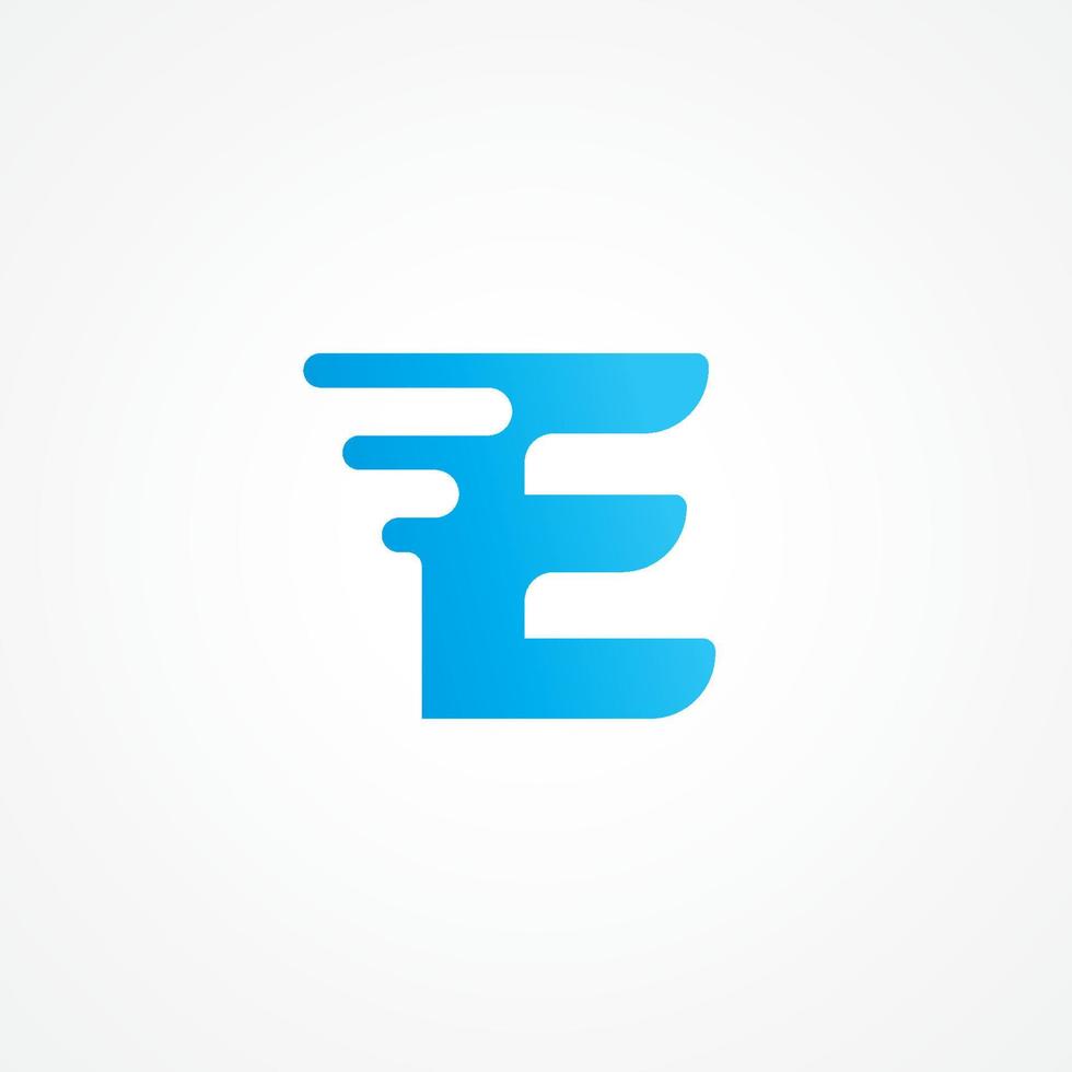 Initial alphabet logo design template. Vector illustration of letter E streaking with fluid effect. Suitable for kids product, food and drink, toys, supplement, vitamin etc. Blue as color identity