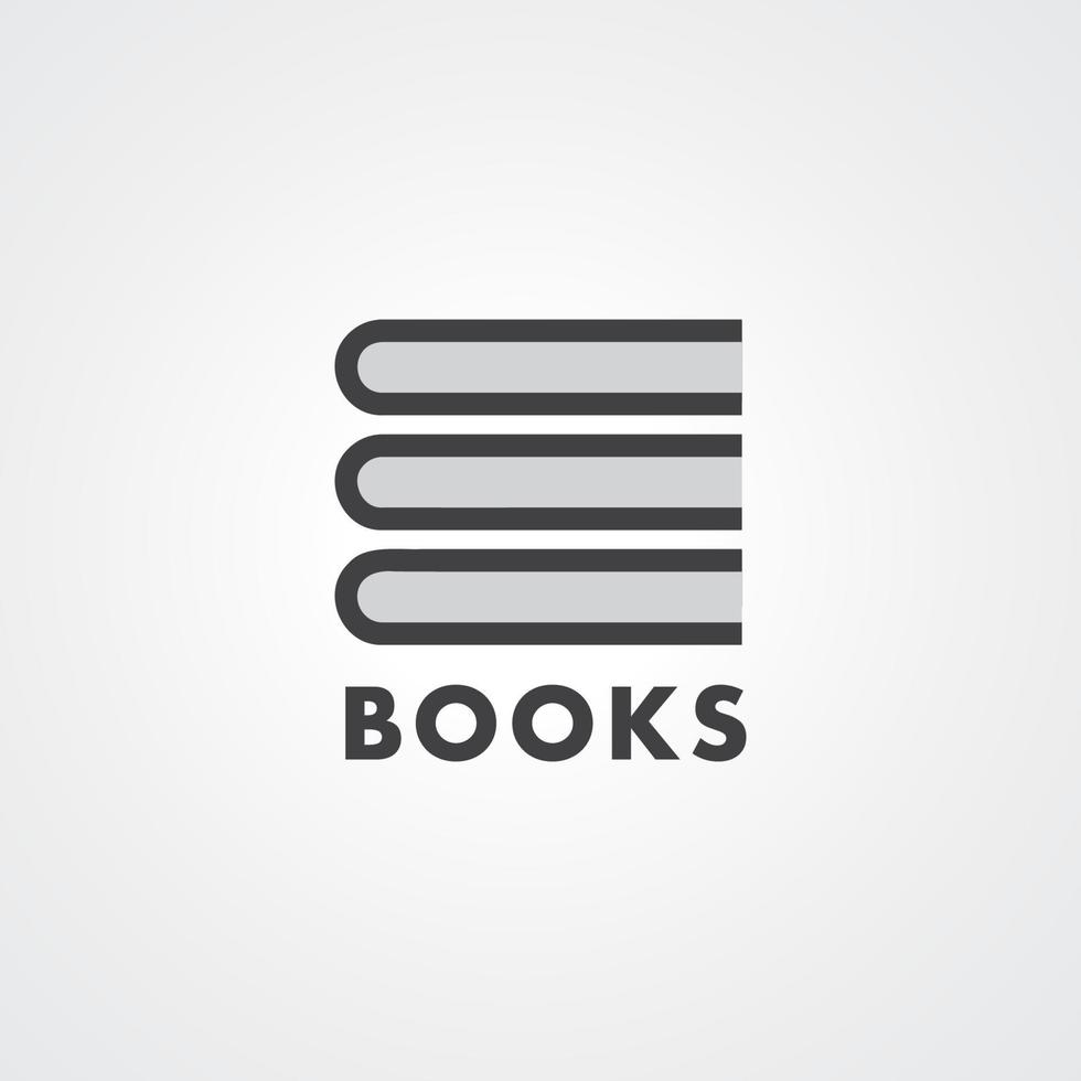 Minimal book stack logo for bookstores, libraries, publishers, reader communities, encyclopedias and etc. Vector design illustration.