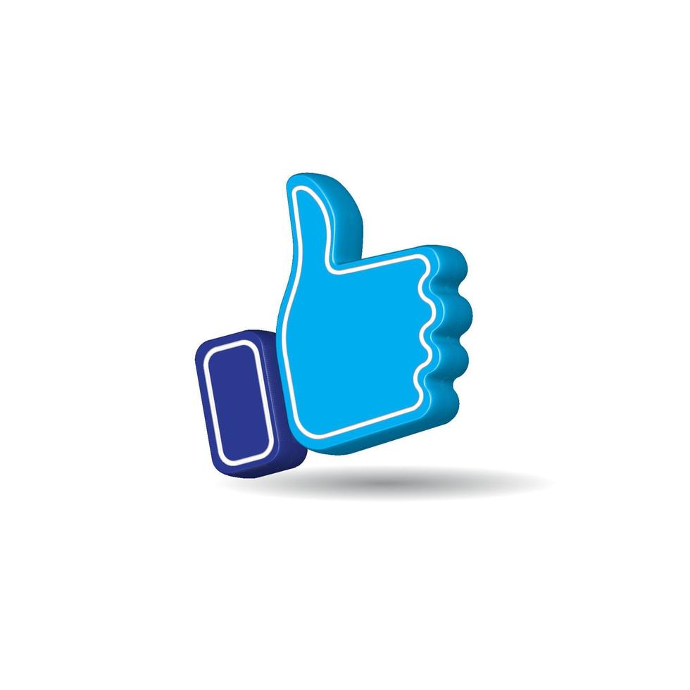 icono de pulgar arriba azul aislado sobre fondo de color blanco. botón de me gusta de las redes sociales. ilustración vectorial 3d creativa vector