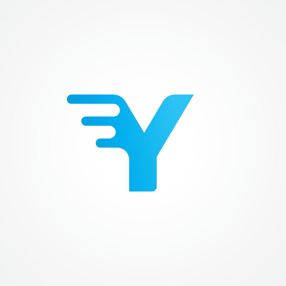 Letter Y shape streaking with fluid effect. Initial alphabet logo design template for kids product, food and drink, toys, supplement, vitamin etc. Blue as color identity. Vector illustration