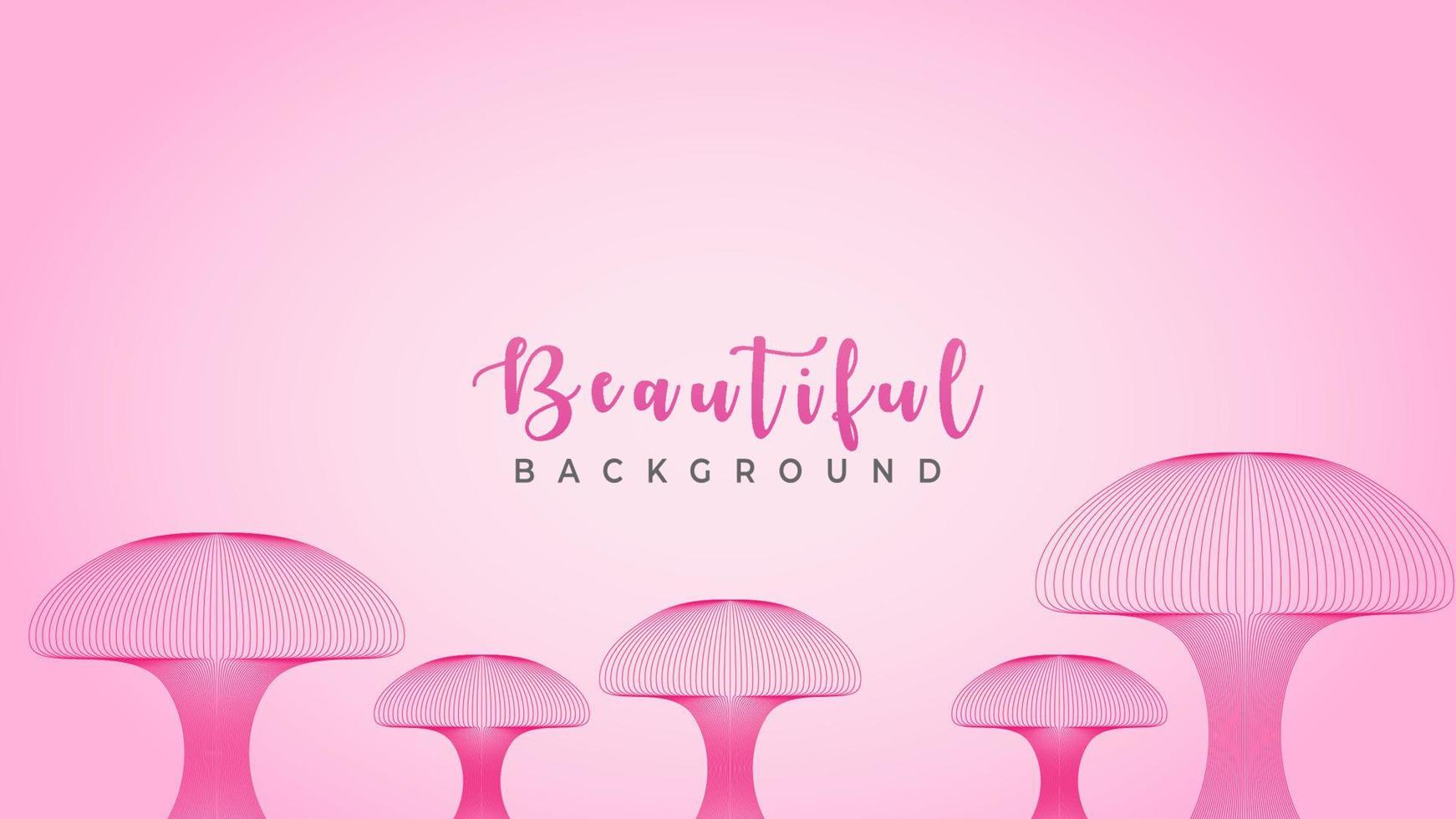 Beautiful Pinky Fungus, Abstract Wave Line Background Design Vector, Mushroom Fantasy Land vector