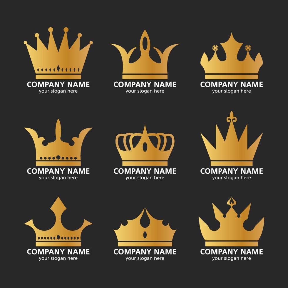 conjunto de iconos de corona de oro vector