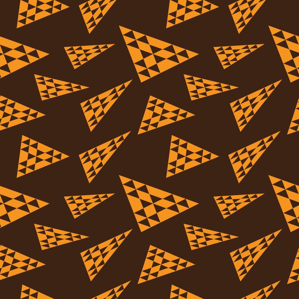 Falling Triangles Shape Ornament. Abstract Triangular Geometric Seamless Pattern Design Template. Orange and Brown Color Theme. vector