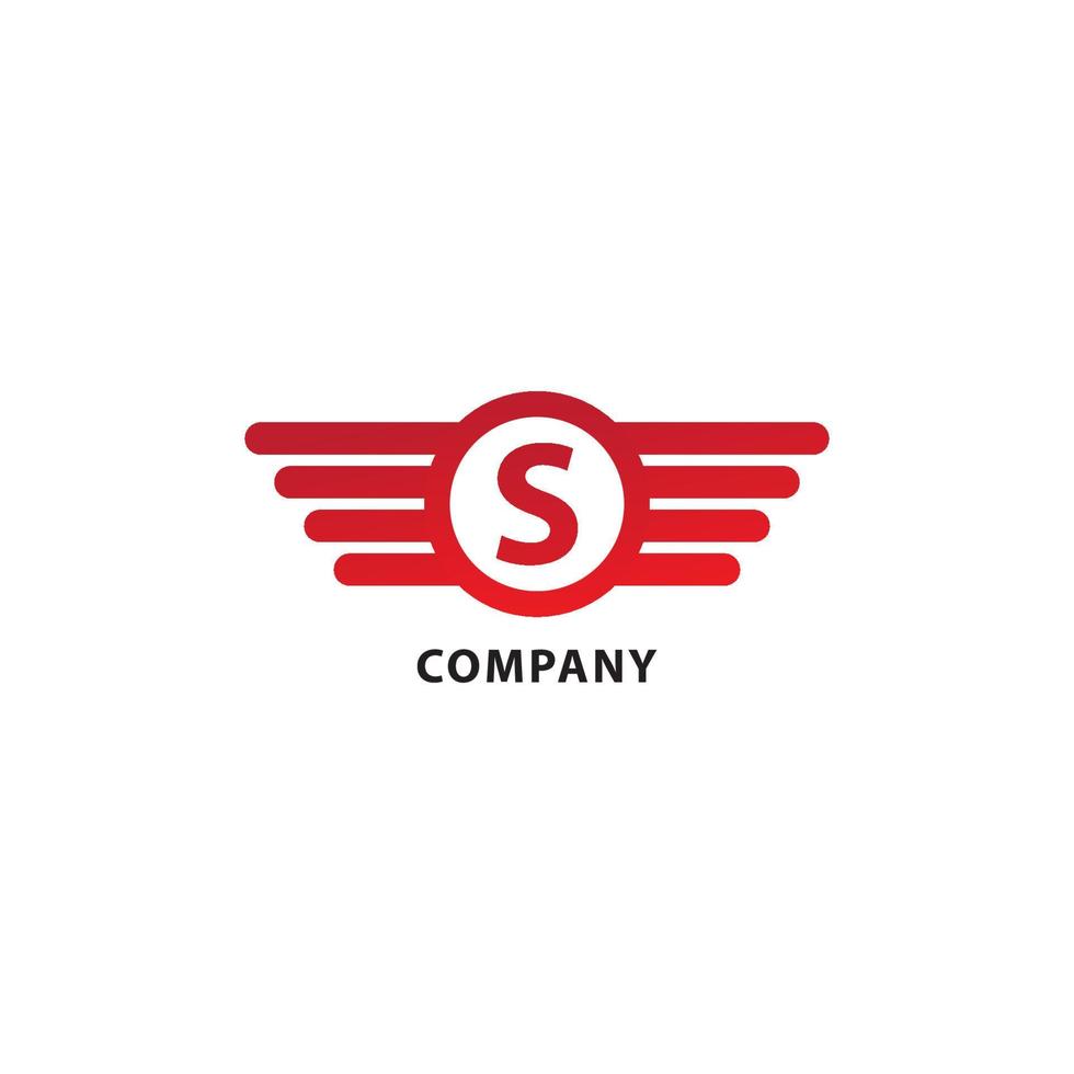 Letter S Initial Abjad Logo Design Template. Isolated On White Background. Rounded Wings, Ellipse Shape and Alphabet Logo Concept. Red Color Theme. vector