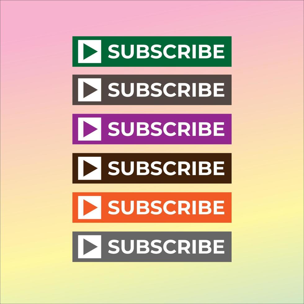 Subscribe Button For TV Channel or Social Media With Play Button, Square Shape, Box, Rectangle vector