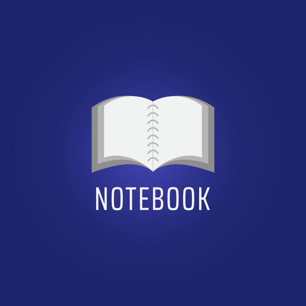 Open book illustration. Semi Realistic Notebook vector design in navy blue background. Simple, Minimal and Easy to Edit.