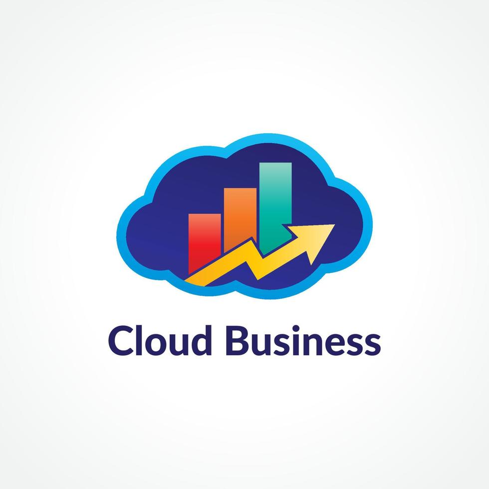 Colorful Cloud Business Logo Design Concept for Investment Company, Creative Leadership, Finance Consultant or etc. Red Orange Gradient, Yellow and Light Blue on Navy Blue Color Background vector