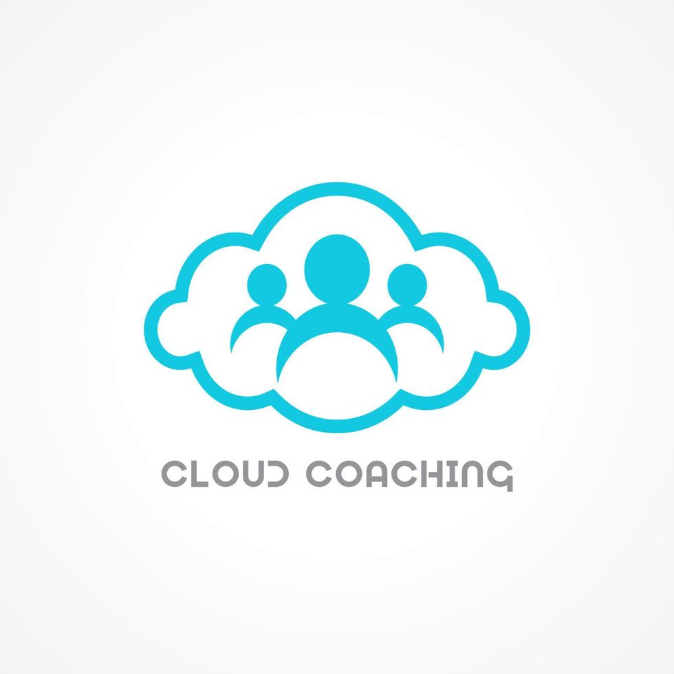 Cloud Coaching Logo Design Concept for Leadership Company, Business Consultant or etc. Light Blue Color Identity with White Background. vector