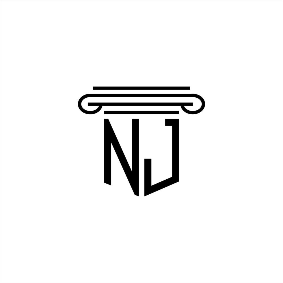 diseño creativo del logotipo de la letra nj con gráfico vectorial vector