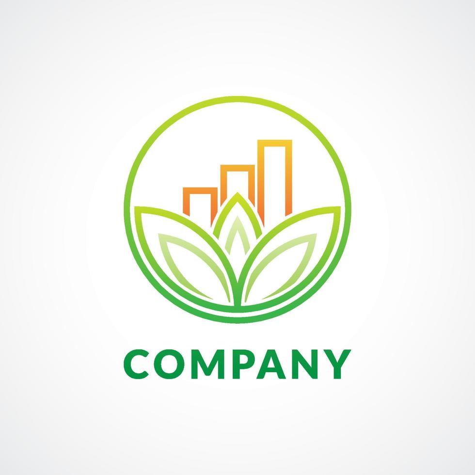 el concepto de diseño de logotipo de ahorro consciente en estilo monoline con forma de hoja de loto y un gráfico de barras dentro de un círculo, ilustra la atención financiera holística. apto para empresa de inversión, consultor, etc. vector