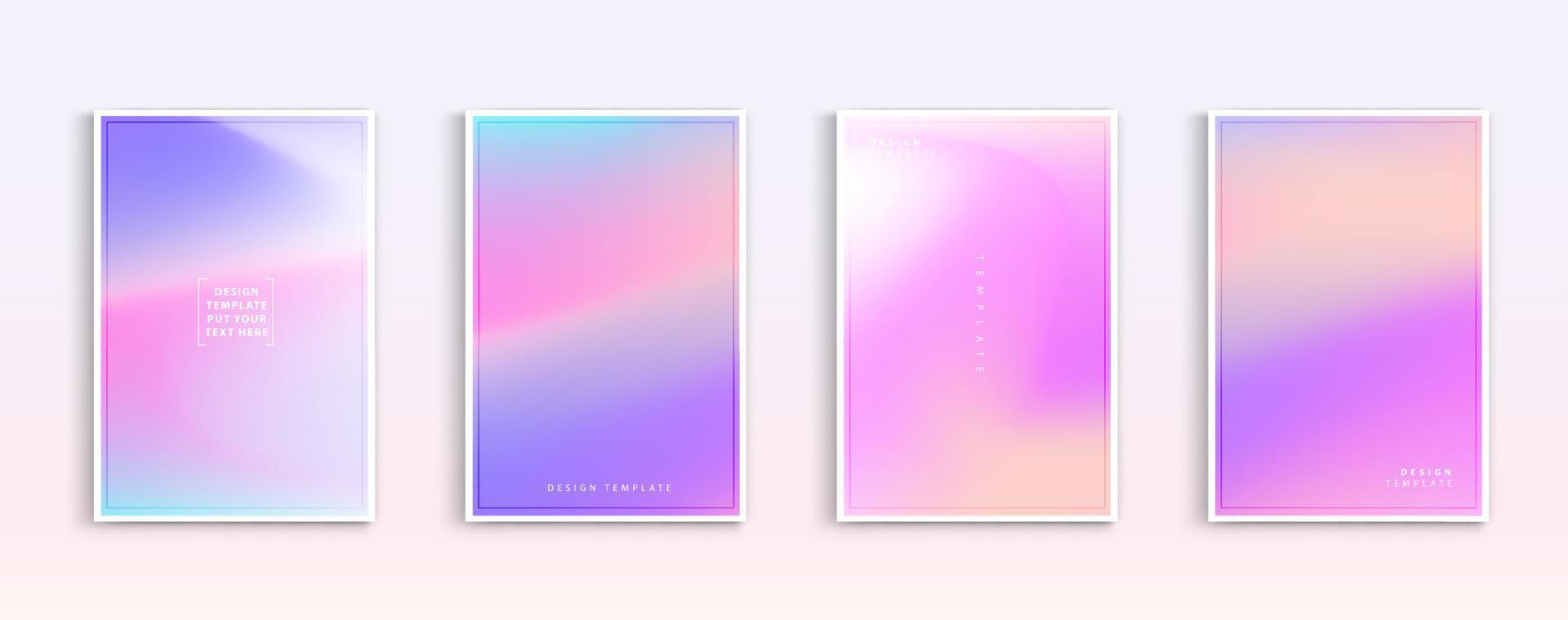 Pastel gradient backgrounds vector set. Soft tender white, orange, pink, purple and yellow colours abstract background for app, web design, webpages, banners, greeting cards. Vector illustration