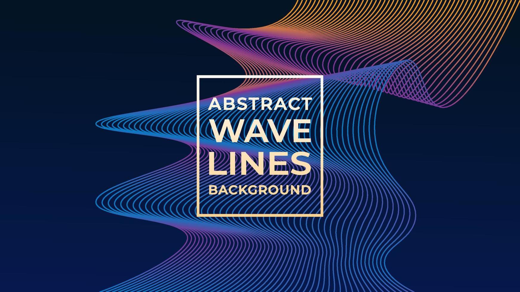 vector de diseño de fondo de línea de onda abstracta, azul oscuro, onda de sonido colorida