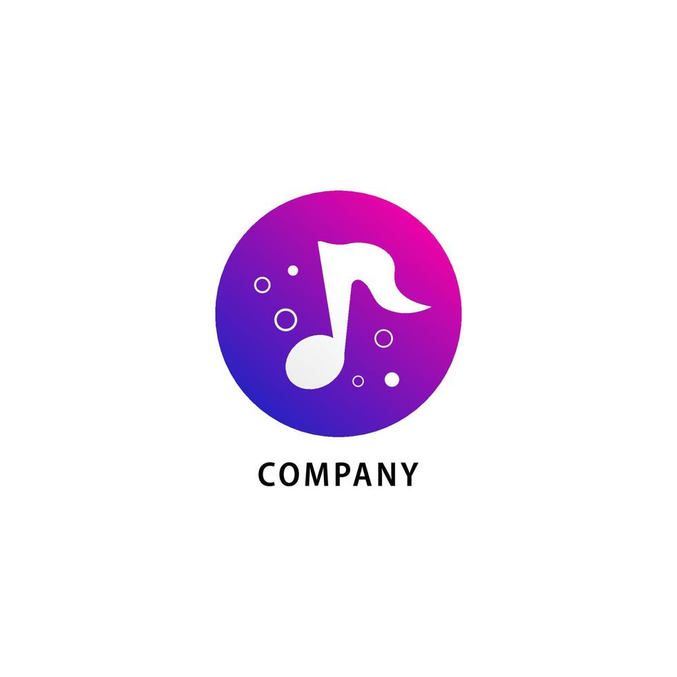 Musical note with bubble logo design template. Purple violet red magenta color gradient. Vector illustration.