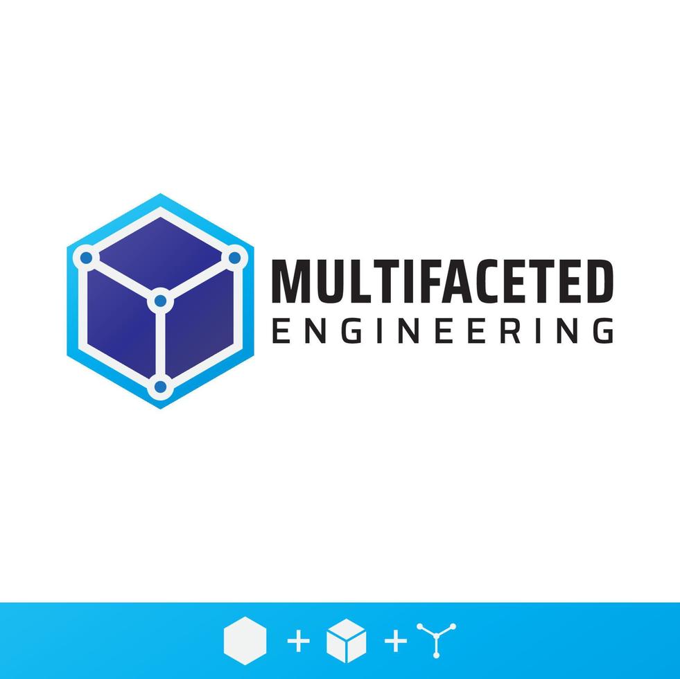 Multifaceted Engineering Company Logo Design. Fit for Development Company, Consultant, Provider Services, Manufacturing etc vector