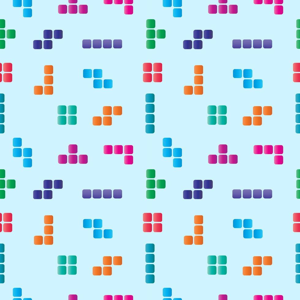 Colorful Rounded Tetris Shape Vector Illustration. Seamless Pattern Design Template. Pink, Purple Violet, Blue, Green, Orange, Red Color Theme
