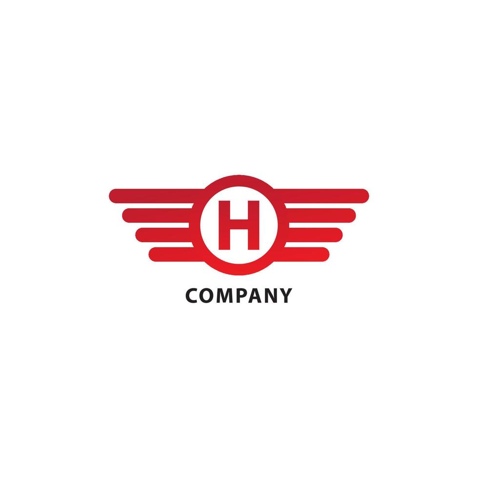 Letter H Initial Abjad Logo Design Template. Rounded Wings, Ellipse Shape and Alphabet Logo Concept. Isolated On White Background. Red Color Theme vector