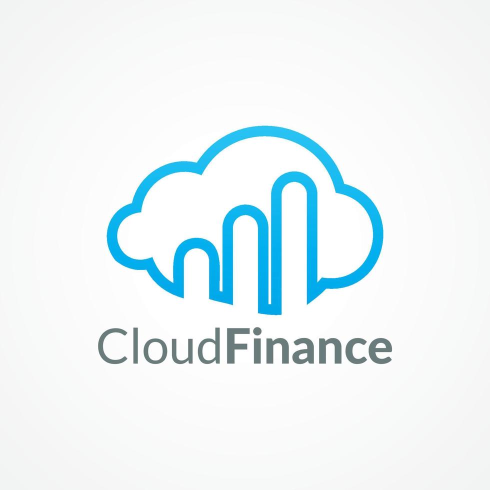 concepto de diseño de logotipo de finanzas en la nube para empresa de inversión, consultor de negocios creativos, etc. azul claro como identidad de color con fondo blanco. vector