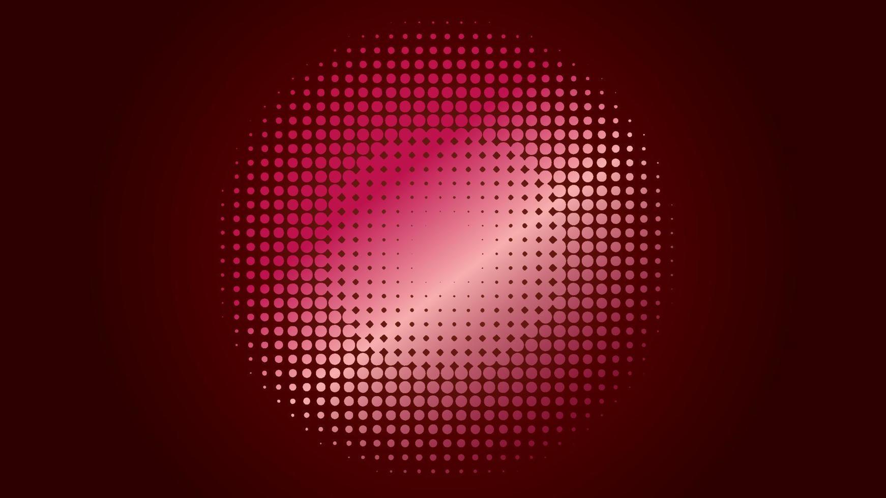 plantilla de diseño de fondo de medio tono radial brillante, arte pop, ilustración de patrón de puntos brillantes abstractos, elemento de textura vintage, gradiente de oro granate rosa magenta, lunares, lunares vector