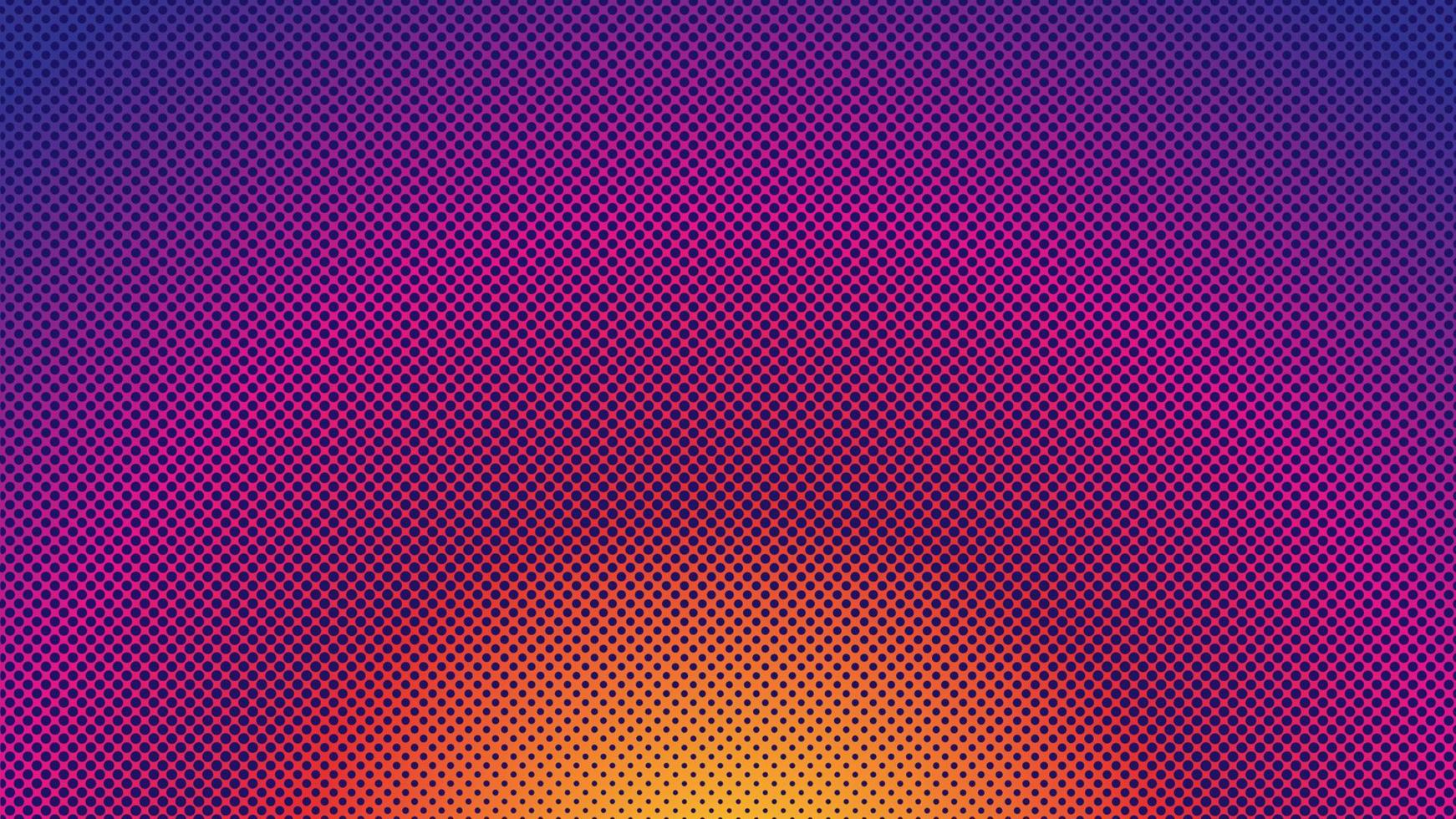 plantilla de diseño de fondo de semitonos coloridos, arte pop, ilustración de patrón de puntos abstractos, elemento de textura moderno, color degradado radial, papel tapiz de gradación púrpura violeta naranja magenta vector