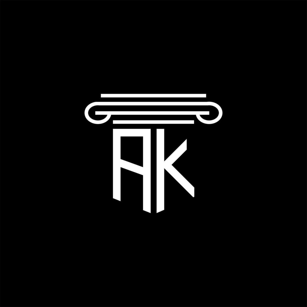 diseño creativo del logotipo de la letra ak con gráfico vectorial vector