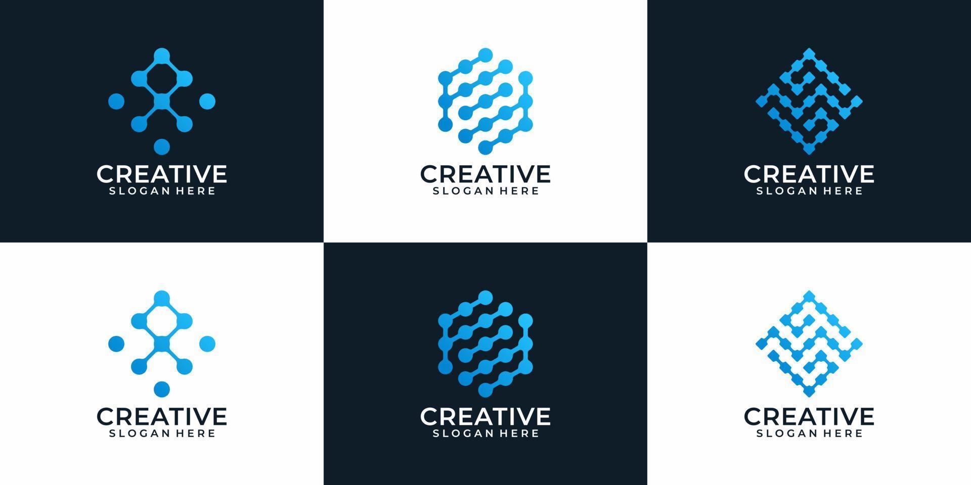 Set of creative modern abstract technology logo design for business company vector