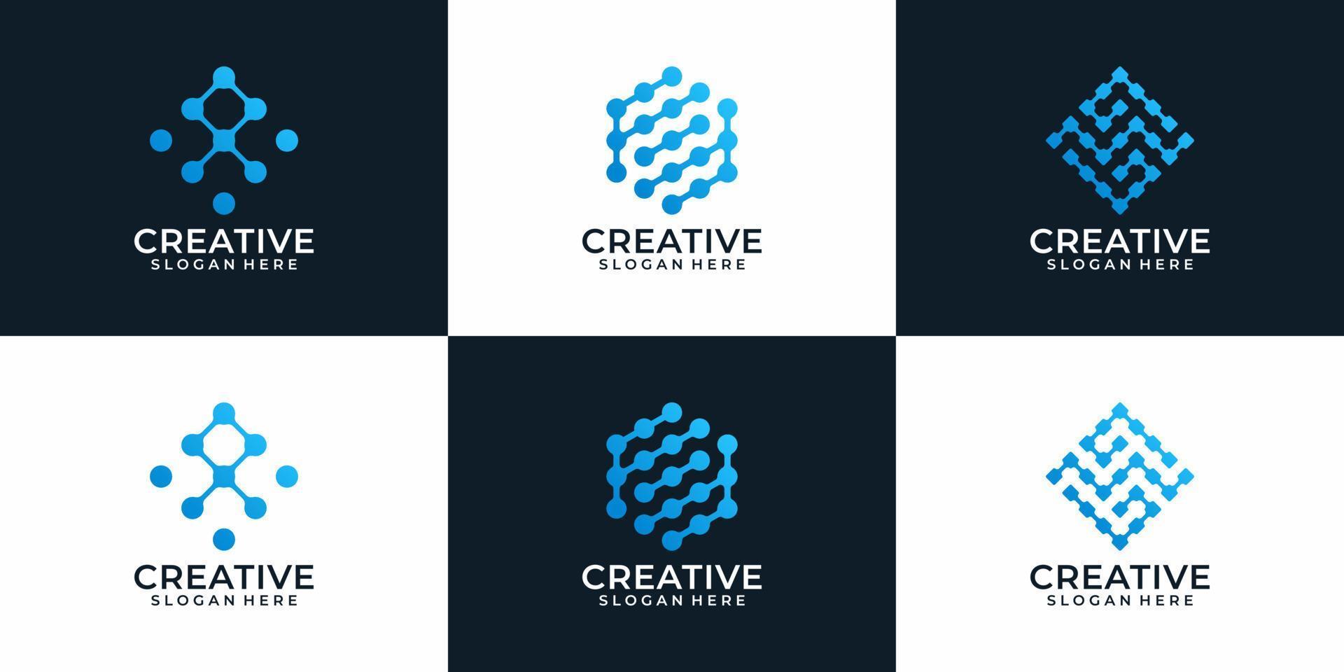 conjunto de diseño de logotipo de tecnología abstracta moderna creativa para empresa comercial vector