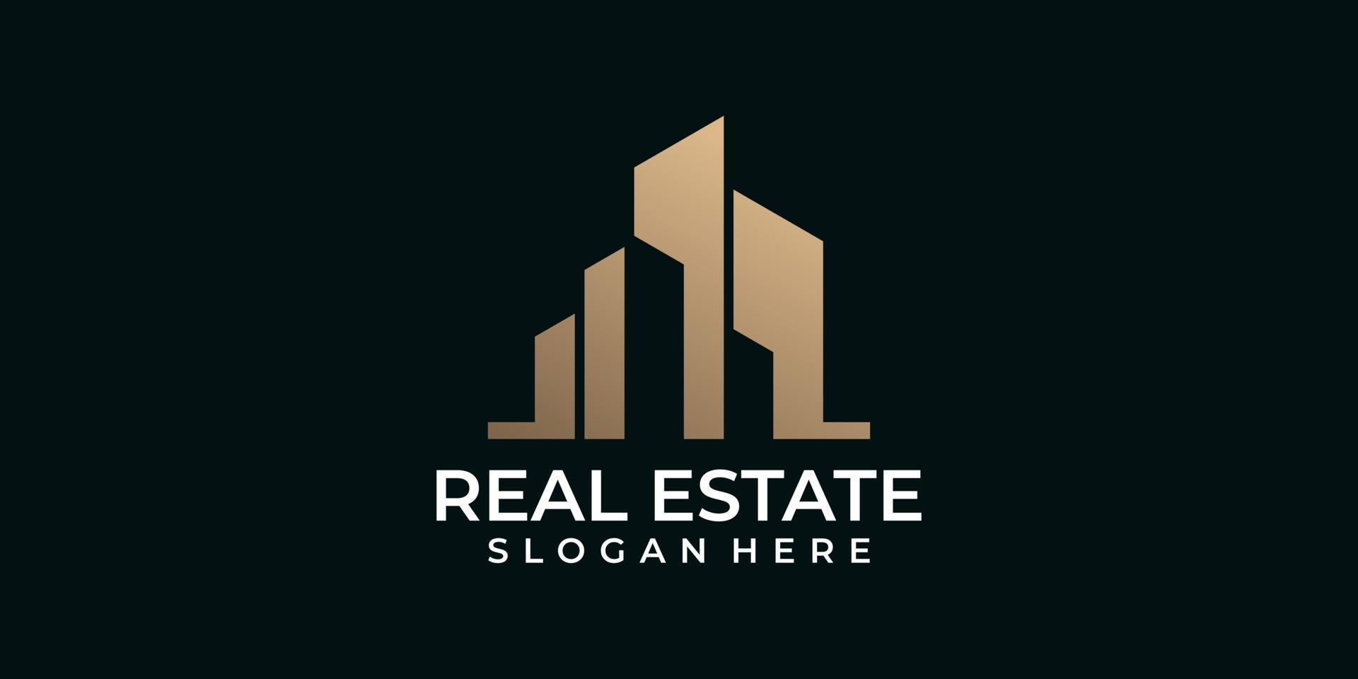 Gold modern luxury real estate logo design vector