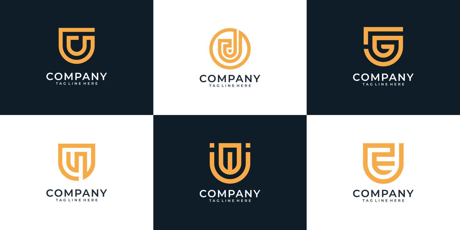 Set of creative letter u logo design elements vector