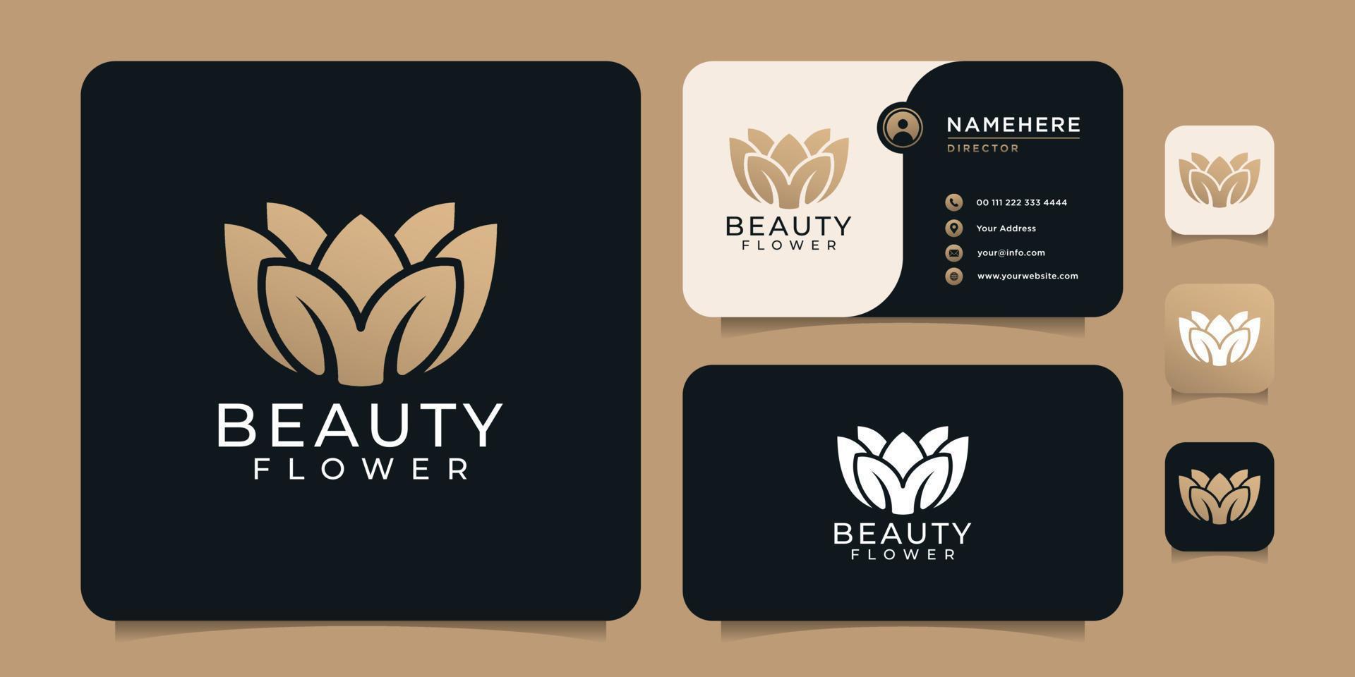 Flower beauty lotus salon logo design vector