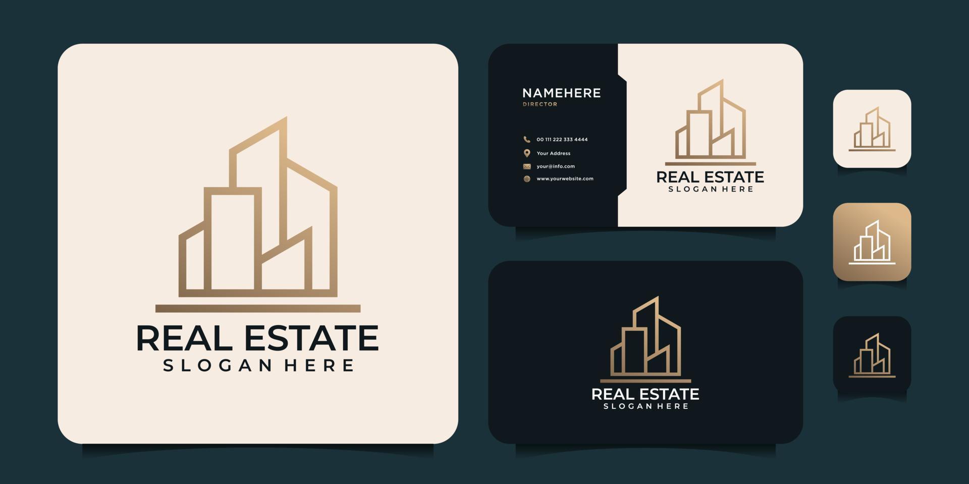 Real estate minimalist monogram logo design vector