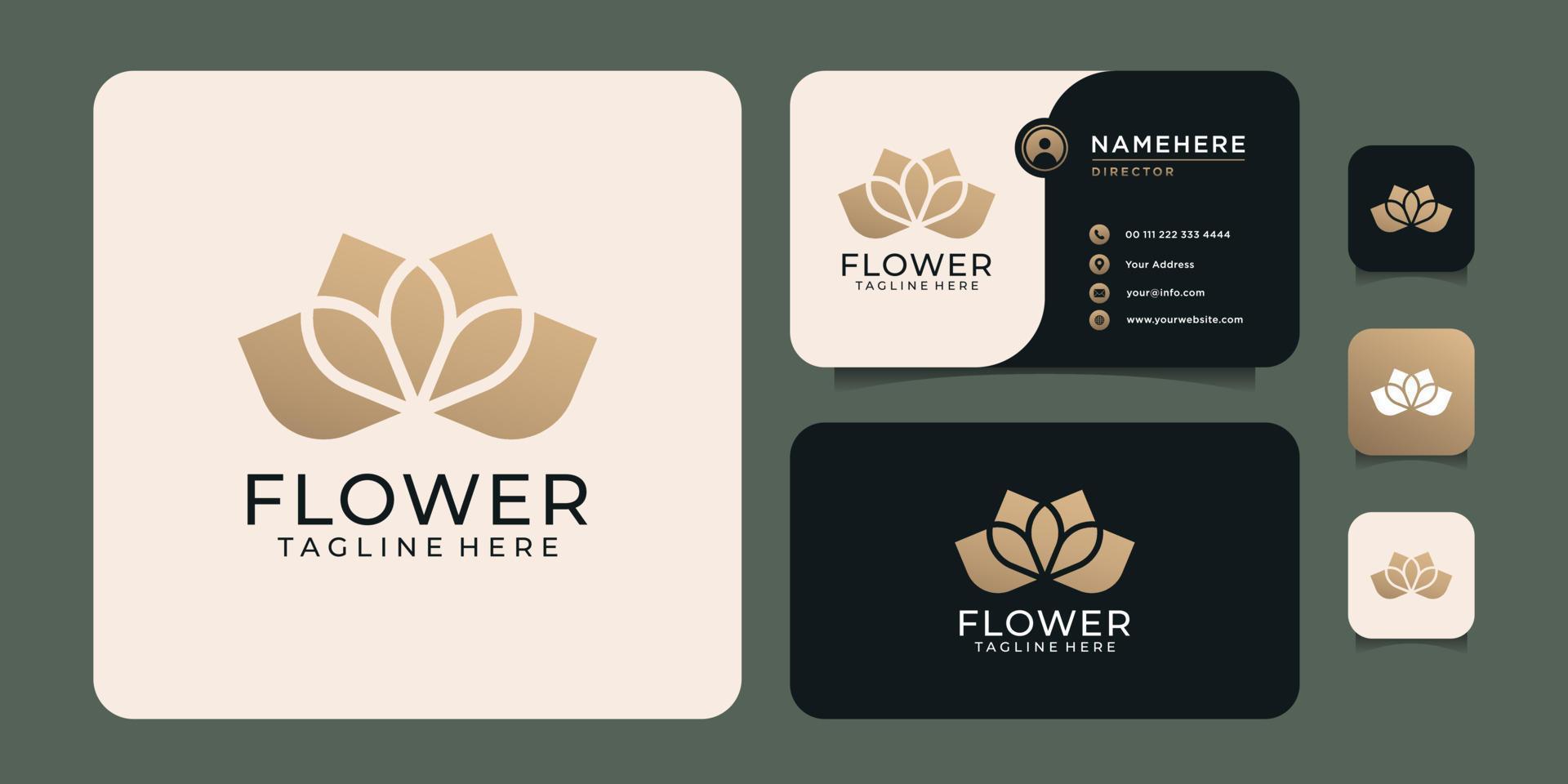 Golden minimal flower logo for spa and hotel vector